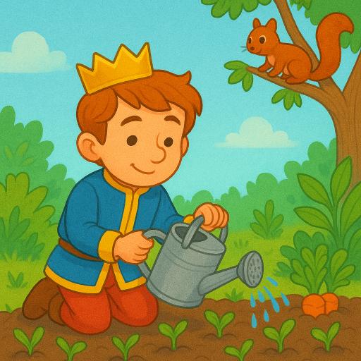 Lazy Prince’s Feast: A Funny Moral Story for Children 4 Happy-prince-gardening